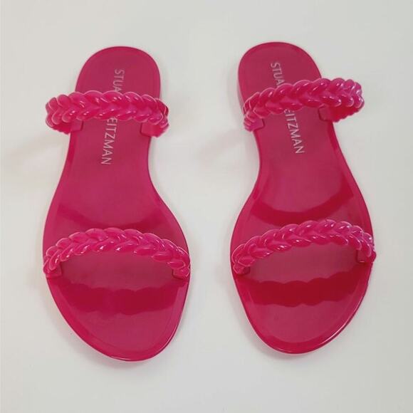 Stuart Weitzman Braida Sawyer Jelly Sandals in Magenta, sz 9 - Picture 2 of 14